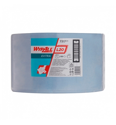фото: Протирочный материал Kimberly-Clark WypAll L20 7317, для сильных загрязнений, в рулоне, 380м, 2 слоя, синий