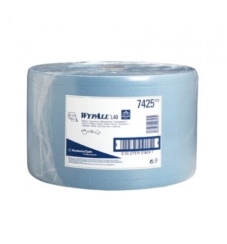фото: Протирочный материал Kimberly-Clark WypAll L40 7425, для сильных загрязнений, в рулоне, 285м, 3 слоя, синий