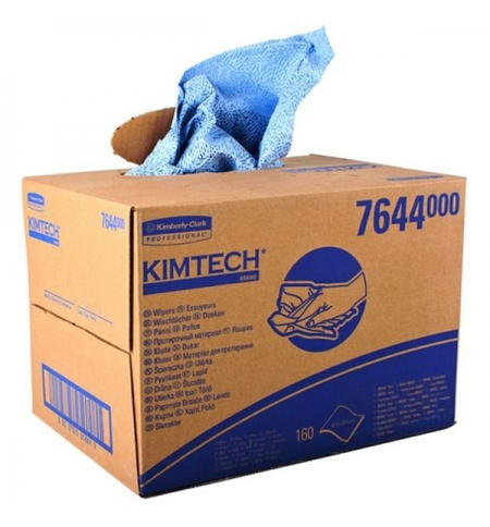 фото: Протирочные салфетки Kimberly-Clark Kimtech 7644 листовые, 160шт, 1 слой, синие