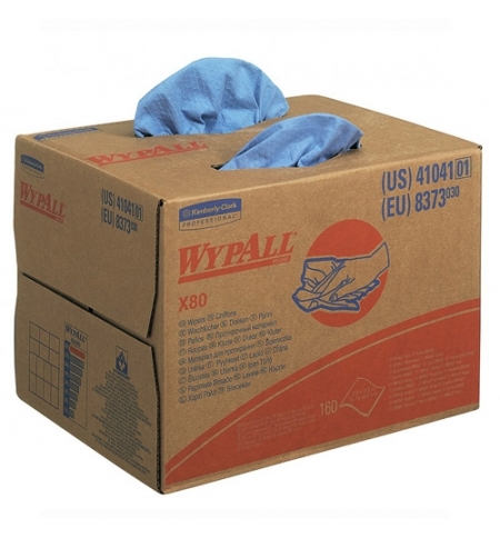 фото: Протирочные салфетки Kimberly-Clark WypAll X80 8373 листовые, 160шт, 1 слой, синие